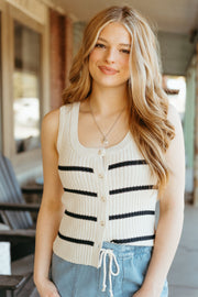 Sycamore Stripe Sweater Vest Sea Salt ZW251321 - Southern Soule Designs
