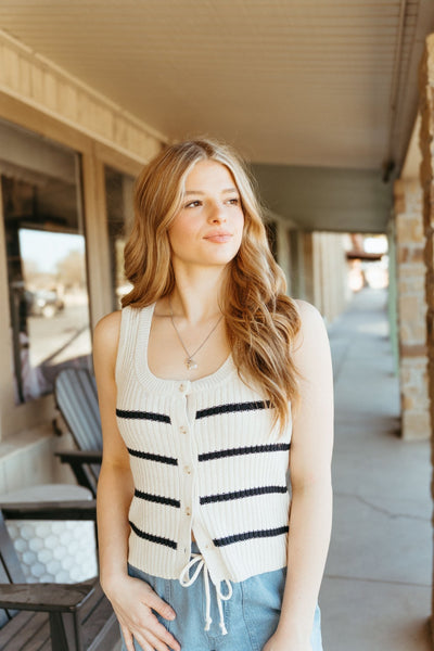 Sycamore Stripe Sweater Vest Sea Salt ZW251321 - Southern Soule Designs