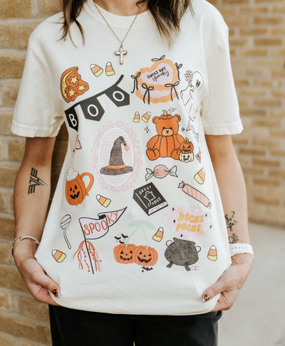 Boo Halloween Collage Tee
