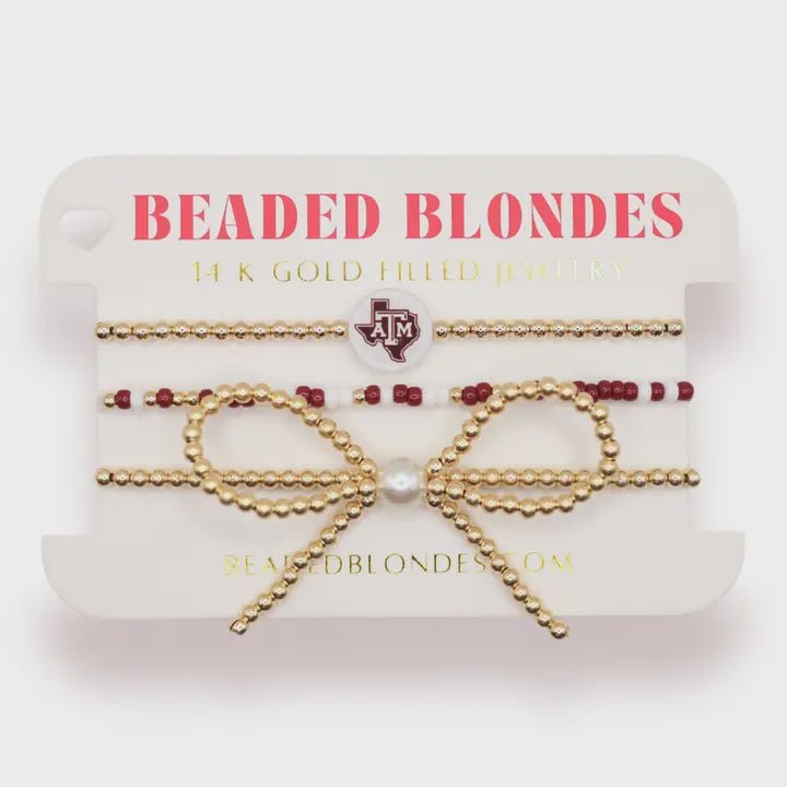 TAMU/Aggie Logo Bow Stack of 3 Bracelets - Southern Soule Designs