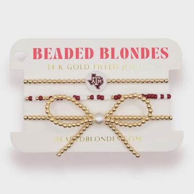 TAMU/Aggie Logo Bow Stack of 3 Bracelets - Southern Soule Designs