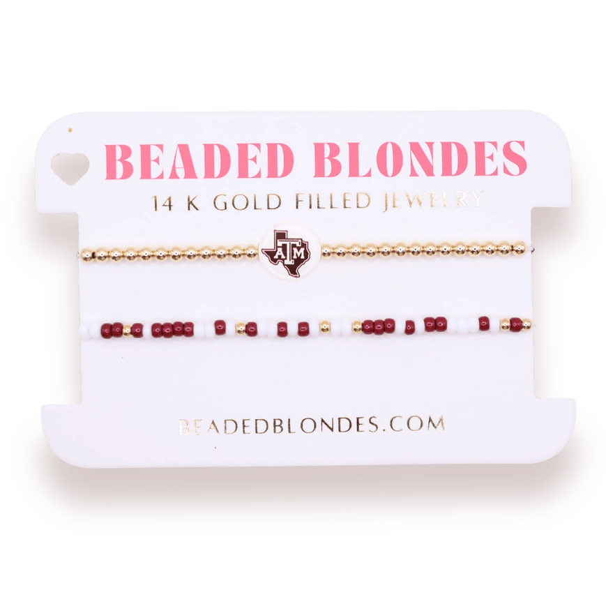 Tamu/Aggies Gold & Sprinkle Bracelet Stack - Southern Soule Designs