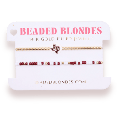 Tamu/Aggies Gold & Sprinkle Bracelet Stack - Southern Soule Designs