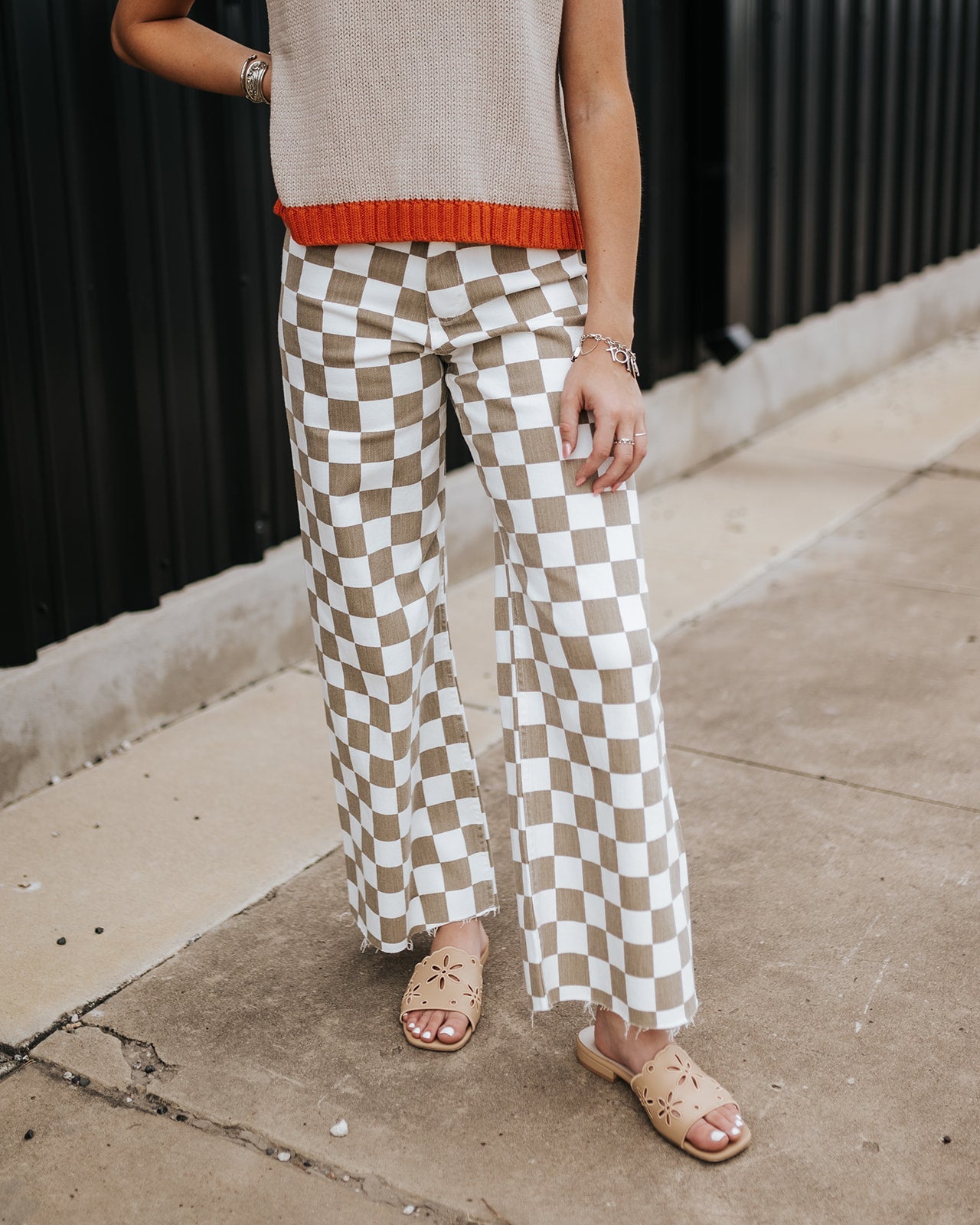 Tan Checkered Pants P7497 - Southern Soule Designs