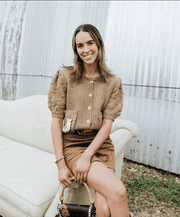 Tan Horse Knit Cardigan BRW3743 - 1 - Southern Soule Designs