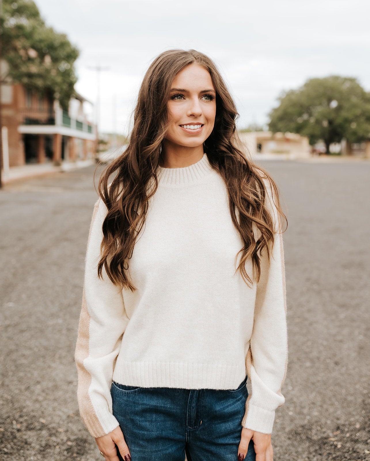 Tan Natural Color Block Sweater SWB11541 - Southern Soule Designs
