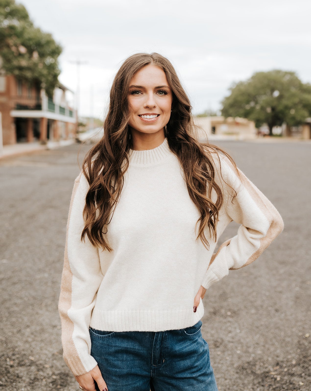 Tan Natural Color Block Sweater SWB11541 - Southern Soule Designs