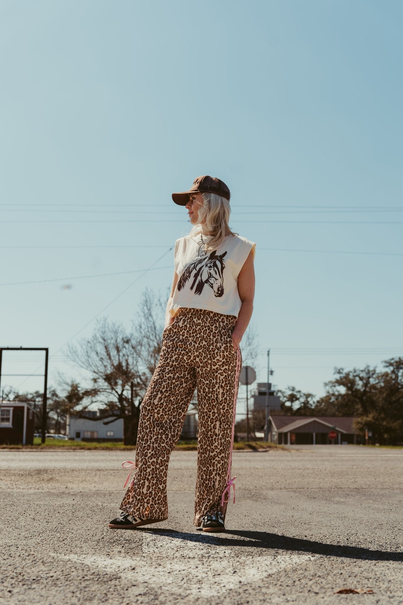 Taupe Animal Bow Track Pants SP2364 - 2 - Southern Soule Designs