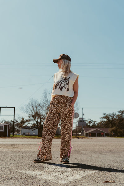 Taupe Animal Bow Track Pants SP2364 - 2 - Southern Soule Designs