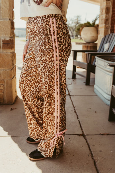 Taupe Animal Bow Track Pants SP2364 - 2 - Southern Soule Designs