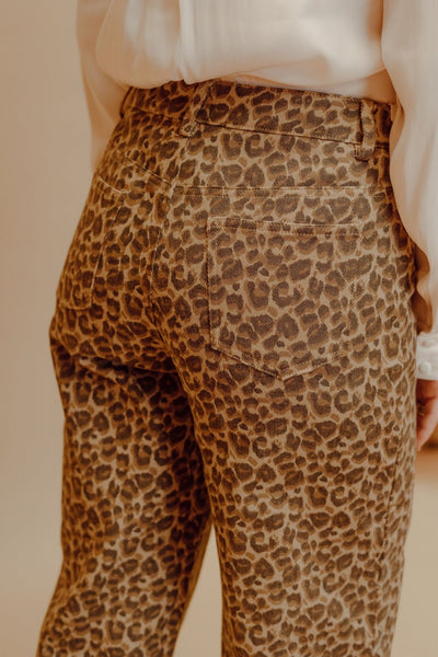 Taupe - Brown Leopard Wide Leg Pants SP2278 - Southern Soule Designs