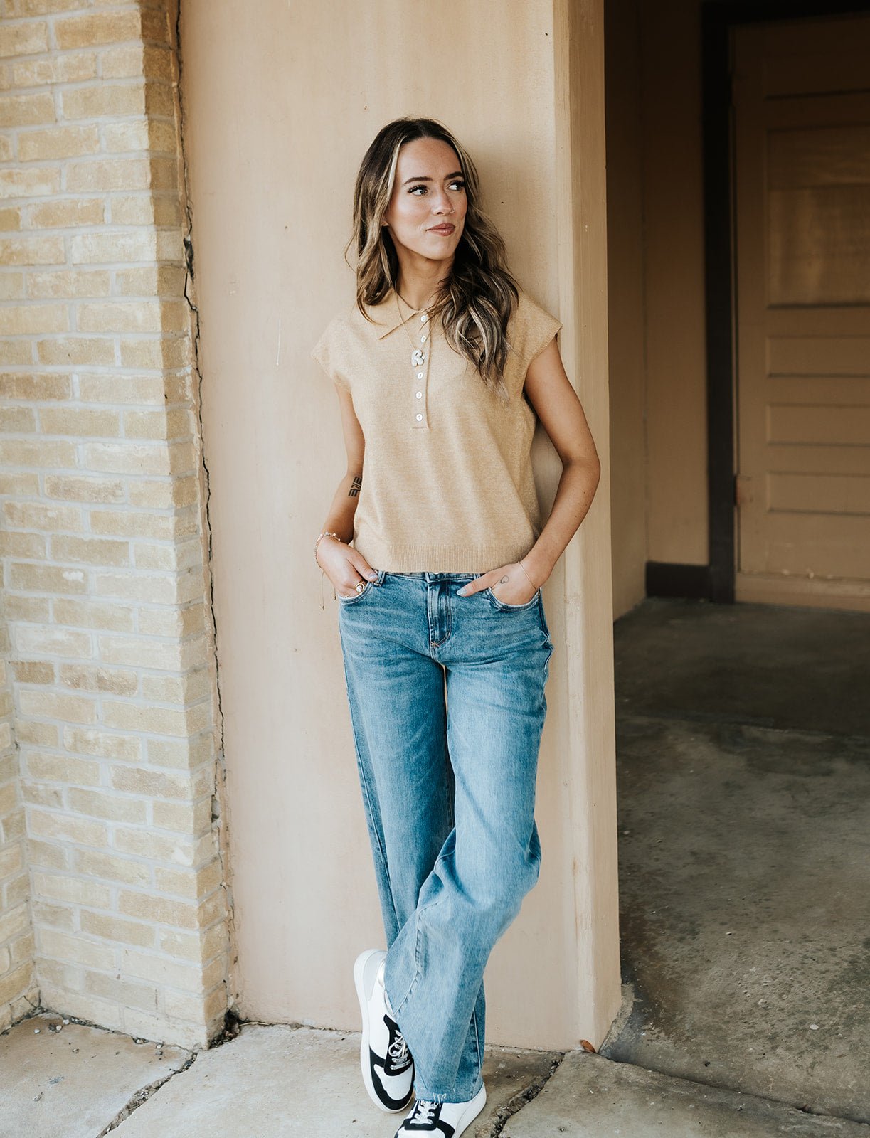 Taupe Cap Sleeve Collared Sweater Vest MSW11231 - Southern Soule Designs