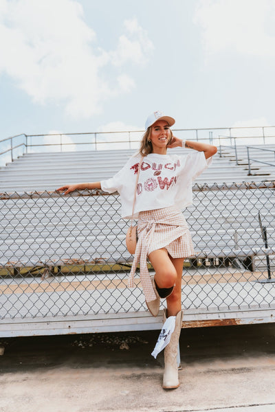 Taupe Gingham Skirt with Shorts CS3816 - Southern Soule Designs