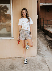 Taupe Heart Teddy Bear Plaid Boxer Shorts WL25 - 11087 - Southern Soule Designs