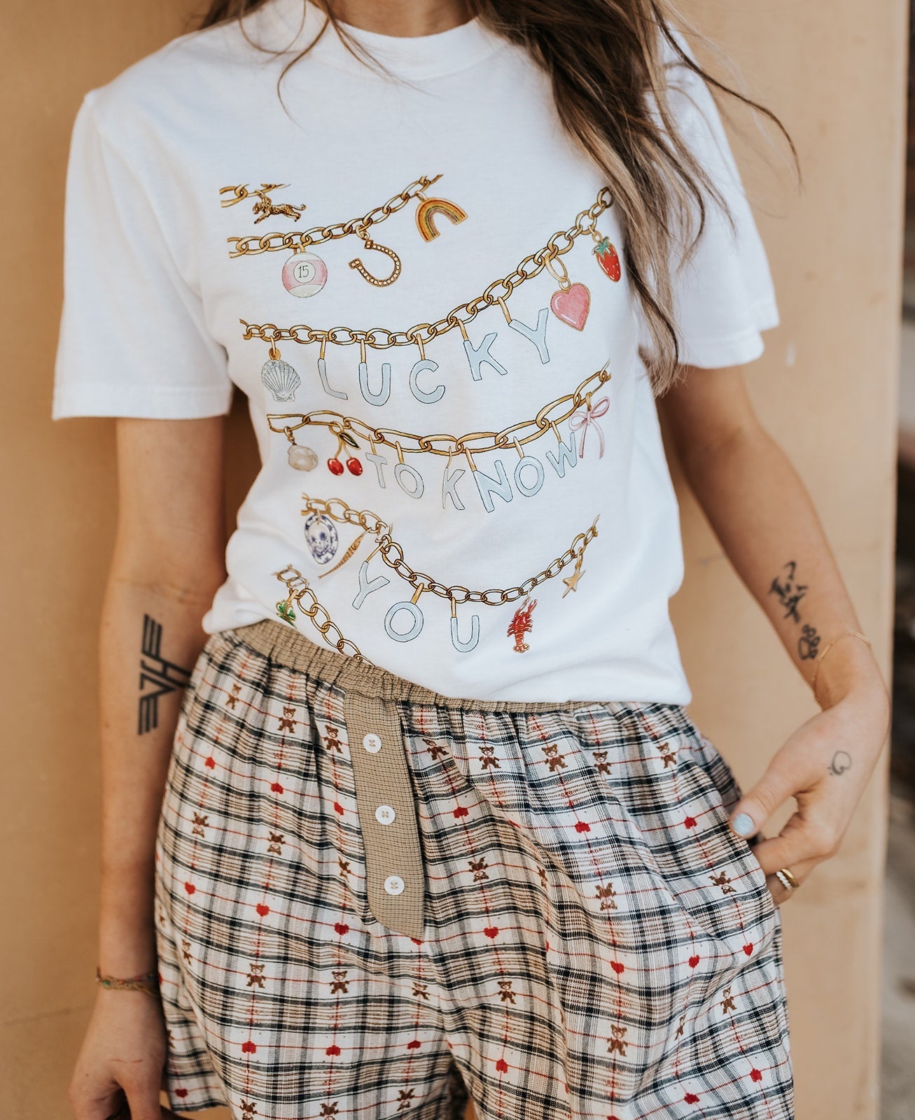 Taupe Heart Teddy Bear Plaid Boxer Shorts WL25 - 11087 - Southern Soule Designs