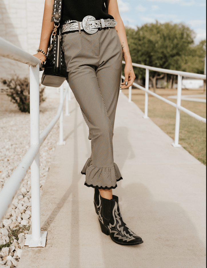 Taupe LouLou Gingham Capri Pants S2256P - Southern Soule Designs