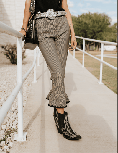 Taupe LouLou Gingham Capri Pants S2256P - Southern Soule Designs