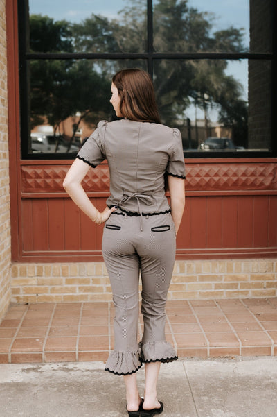 Taupe LouLou Gingham Capri Pants S2256P - Southern Soule Designs