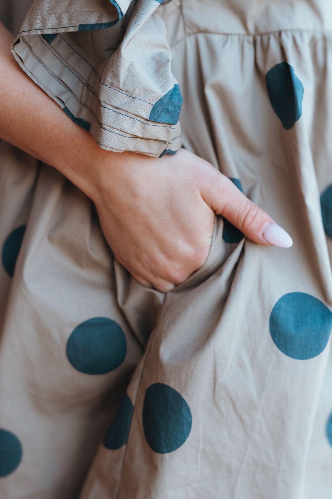 Taupe Polka Dot Mini Dress ID4283 - Southern Soule Designs