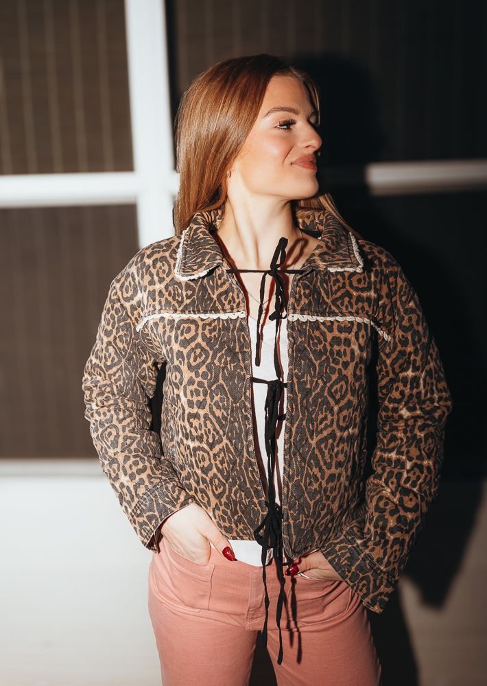 Taupe Quilted Padded Leopard Twill Jacket J - 9354 - H - Southern Soule Designs