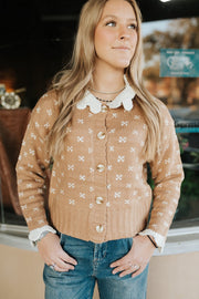 Taupe Scallop Detail Cardigan MSW10522 - Southern Soule Designs