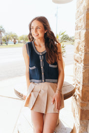 Taupe Solid High Pleated Skort P25926 - Southern Soule Designs