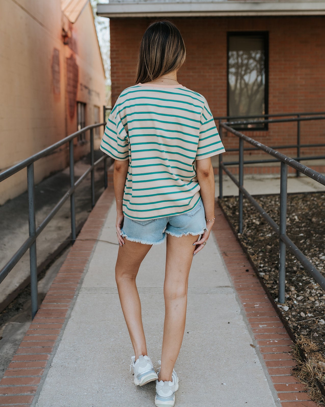 Taupe/Green Striped Boxy Knit Tee WL25 - 11477 - Southern Soule Designs