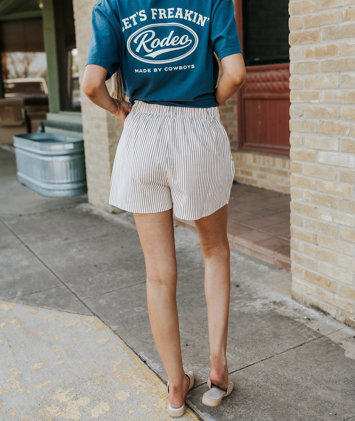 Taupe/White Striped Skort WL25 - 12117 - Southern Soule Designs