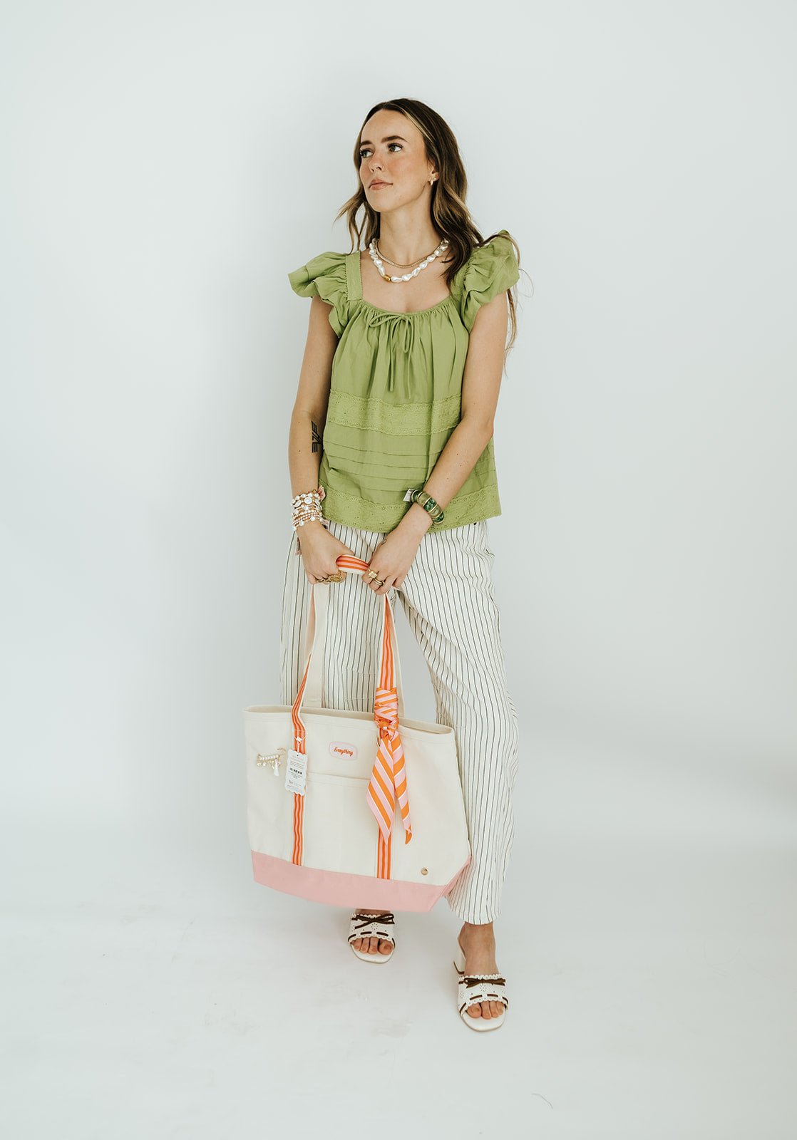 Tea Green Ruffle Blouse E3432T - Southern Soule Designs