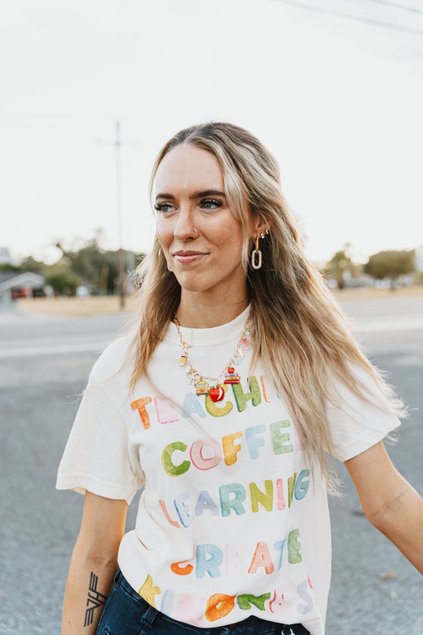 Teaching, Coffee, Learning, Create, Kindness Tee - Southern Soule Designs