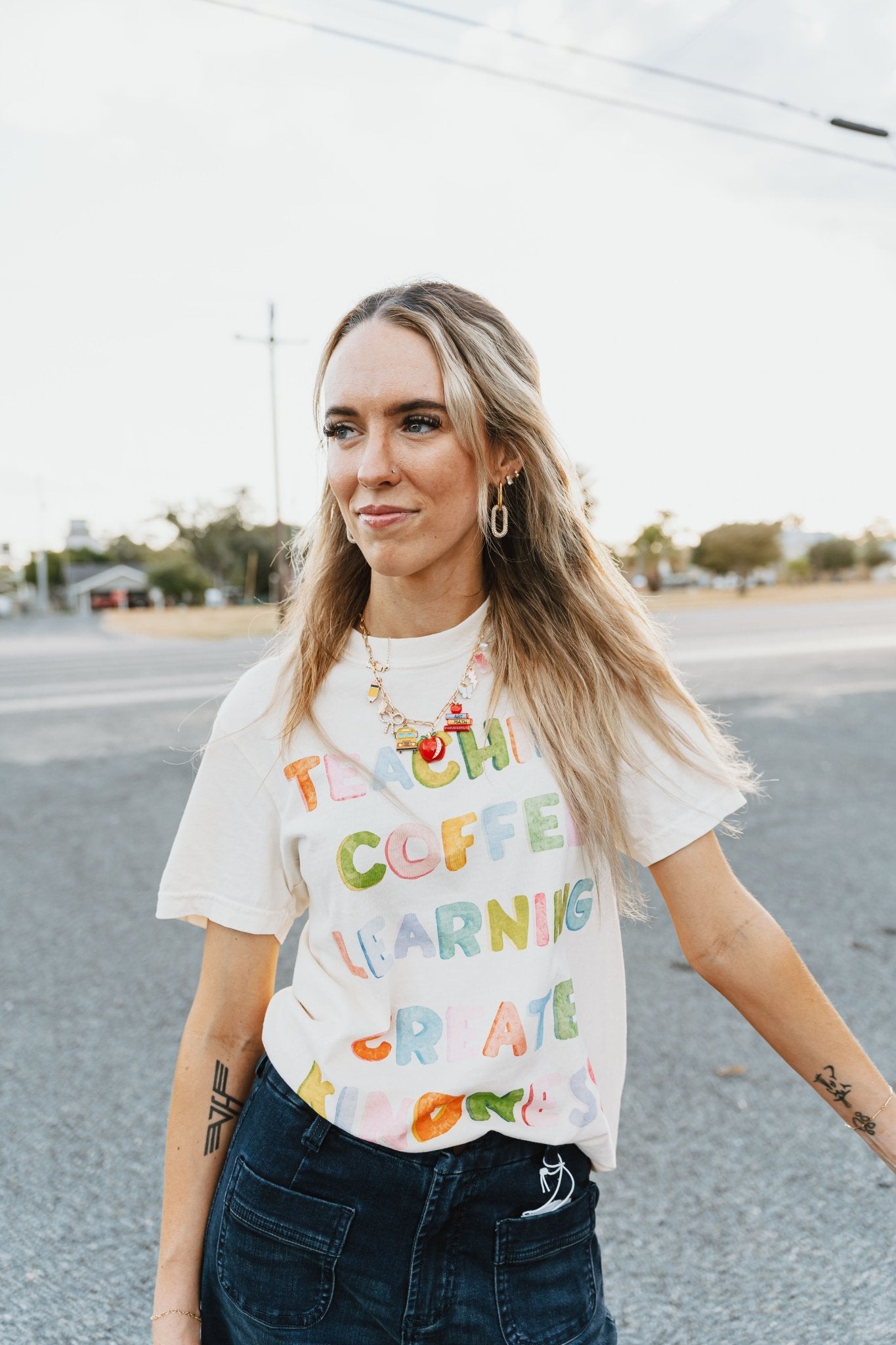 Teaching, Coffee, Learning, Create, Kindness Tee - Southern Soule Designs