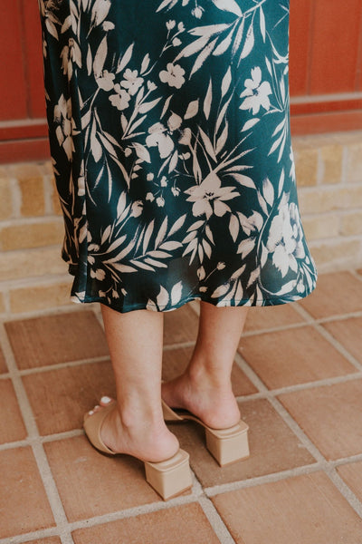 Teal Floral Cowl Neck Midi Dress FD11487 - P462 - Southern Soule Designs