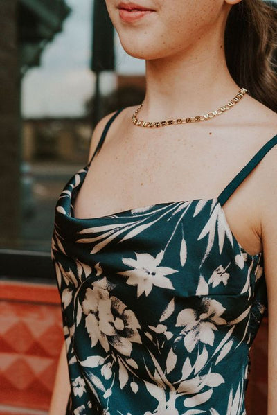 Teal Floral Cowl Neck Midi Dress FD11487 - P462 - Southern Soule Designs