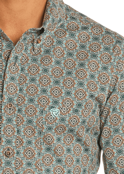 Teal RR Woven Long Sleeve Shirt BMB2S04724 - Southern Soule Designs