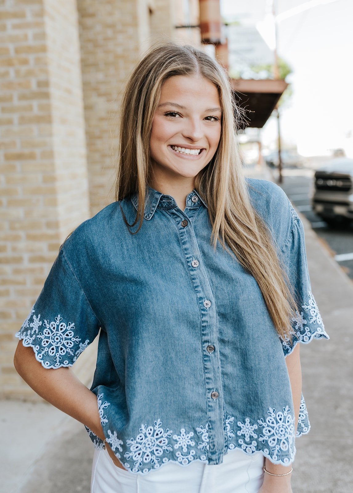 Tencel Embroidered Ansel Top - Southern Soule Designs