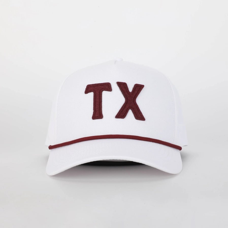 Texas Hat in Stadium White /College Maroon - Southern Soule Designs