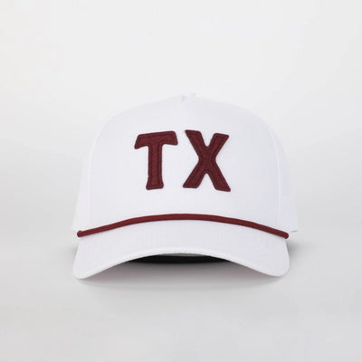 Texas Hat in Stadium White /College Maroon - Southern Soule Designs