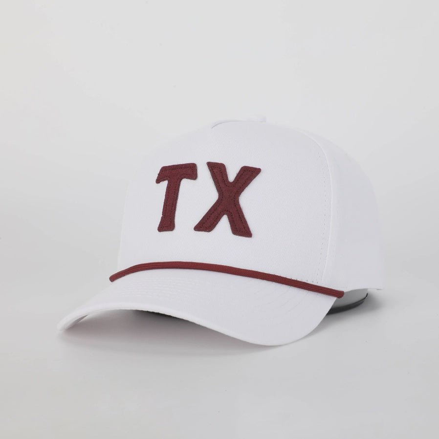 Texas Hat in Stadium White /College Maroon - Southern Soule Designs