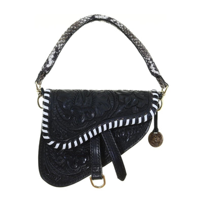 Texas Poppy Saddle Purse Black SPB02 - Southern Soule Designs