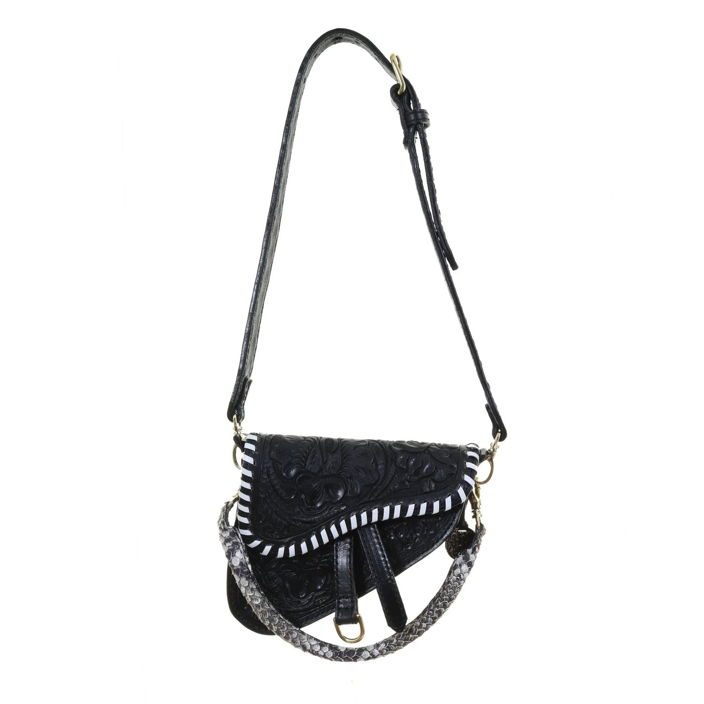 Texas Poppy Saddle Purse Black SPB02 - Southern Soule Designs