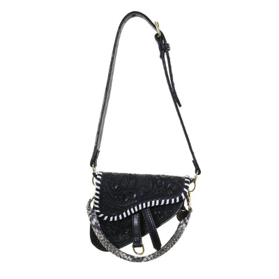 Texas Poppy Saddle Purse Black SPB02 - Southern Soule Designs