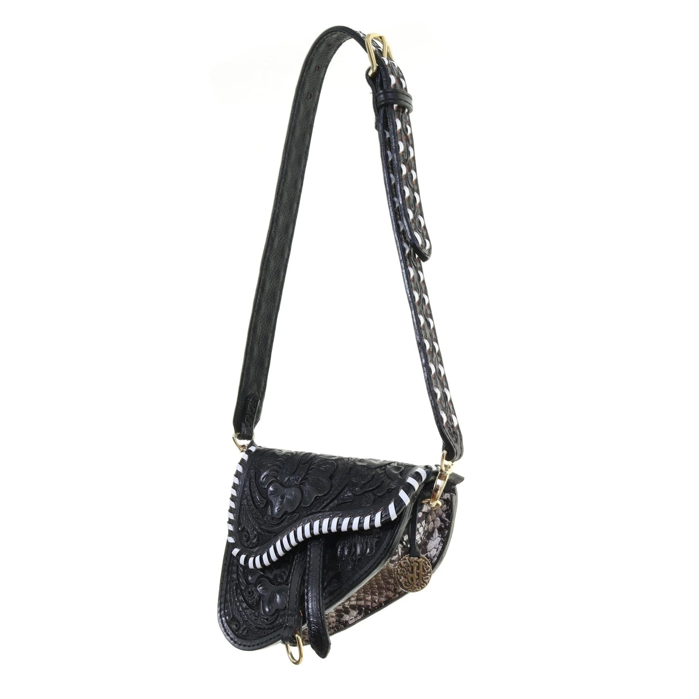 Texas Poppy Saddle Purse Black SPB02 - Southern Soule Designs