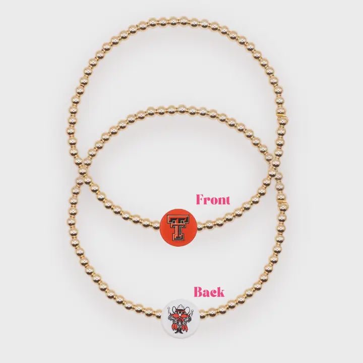 Texas Tech Logo Flip Bracelet On Gold - Southern Soule Designs