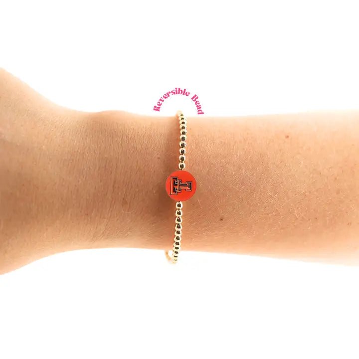 Texas Tech Logo Flip Bracelet On Gold - Southern Soule Designs