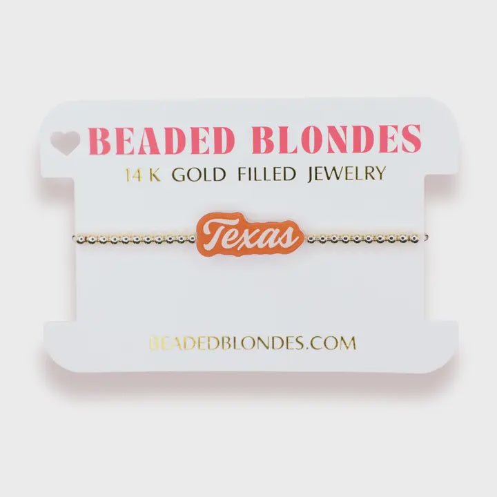 Texas Word Bracelet On Gold - Southern Soule Designs