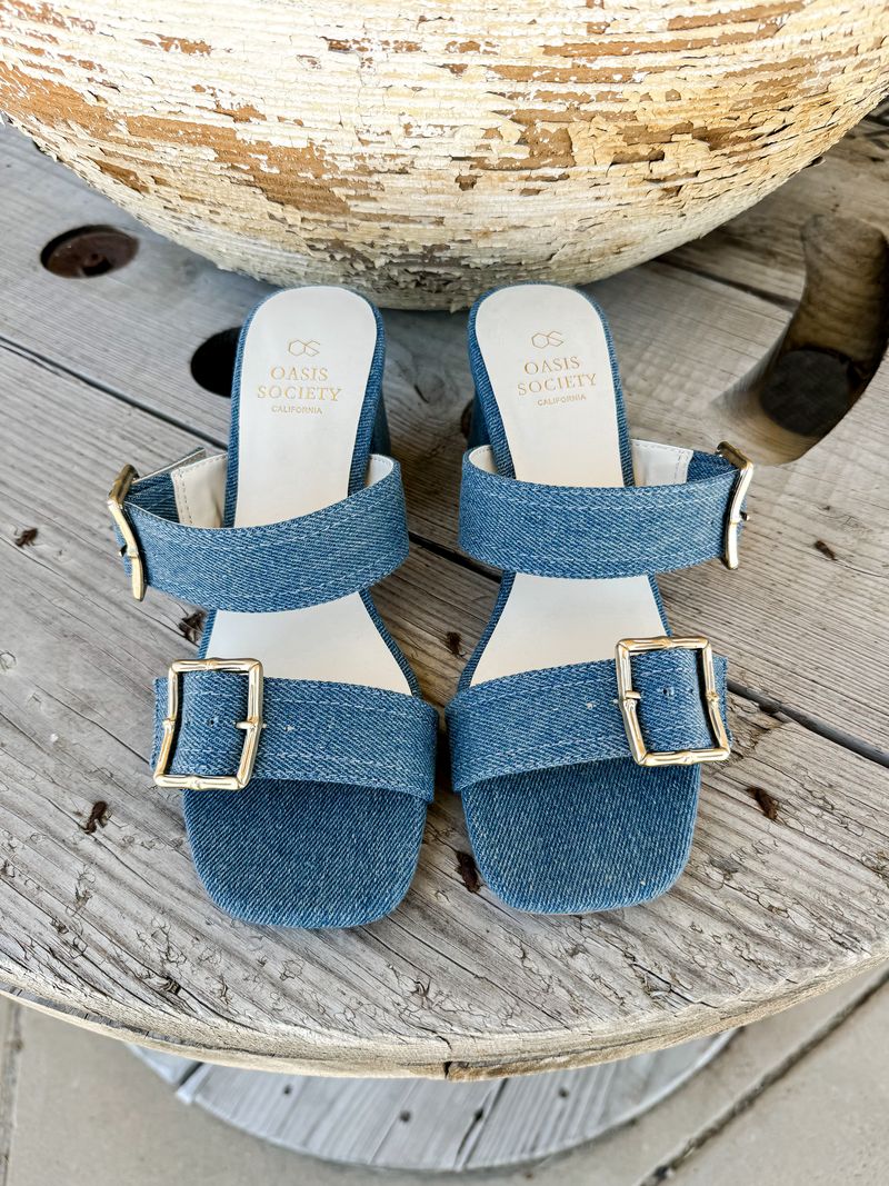 The Havana Denim Buckle Heel - Southern Soule Designs