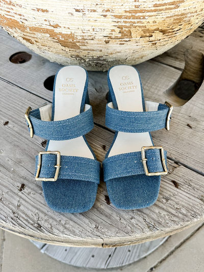 The Havana Denim Buckle Heel - Southern Soule Designs