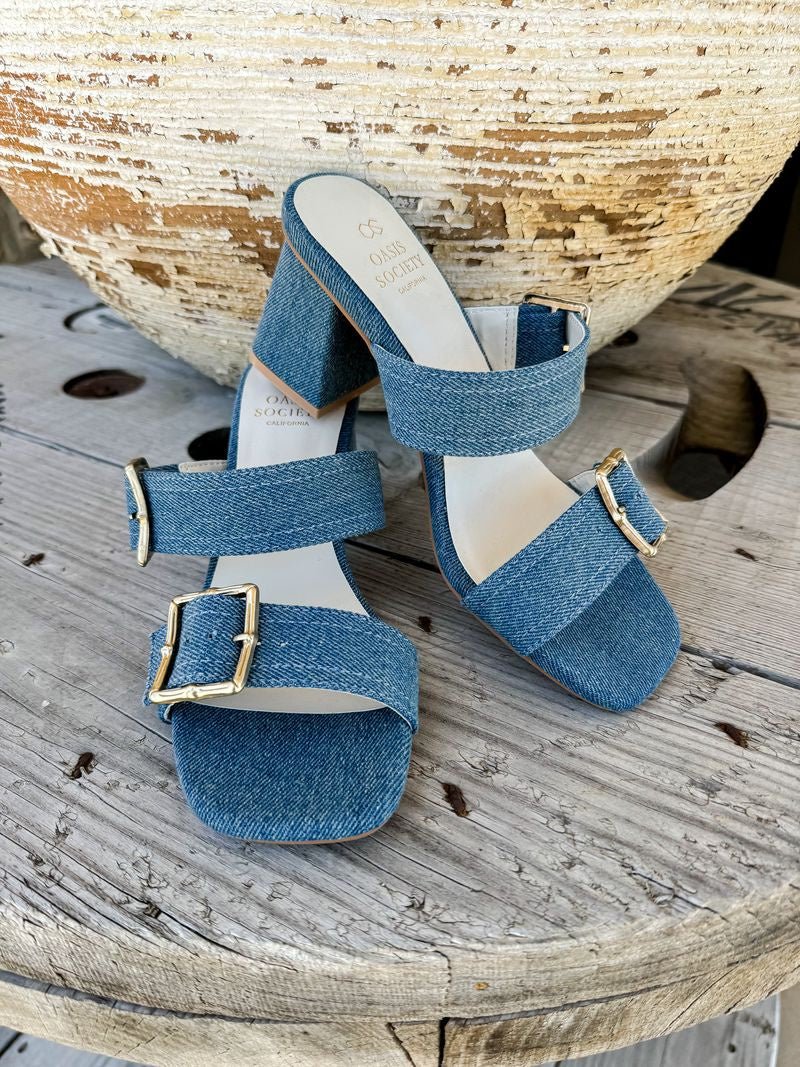 The Havana Denim Buckle Heel - Southern Soule Designs