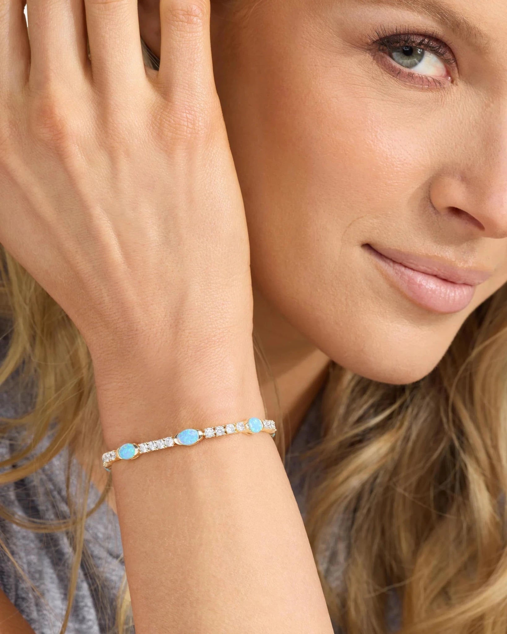 The Maven Tennis Bracelet Gold/Blue Opal - Southern Soule Designs