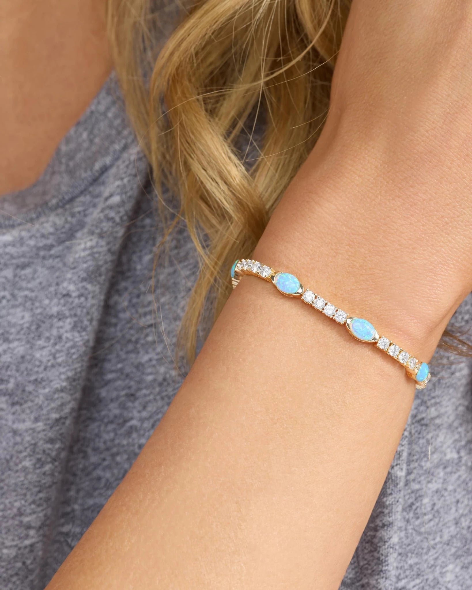 The Maven Tennis Bracelet Gold/Blue Opal - Southern Soule Designs